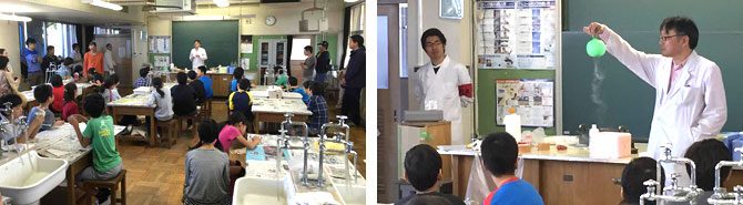 応用化学科の学生有志が海老名小学校の「ふれあいフェスタ」をサポートしました