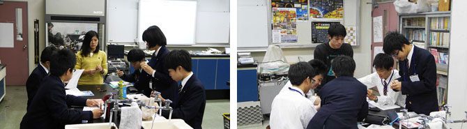 材料科学科の宮澤教授と学生が付属高輪台高校でサイエンス教室を行いました