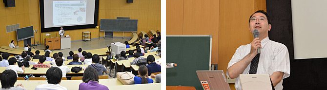スマートフォン開発の最前線で活躍する卒業生を講師に招いて理学部講演会を開催しました